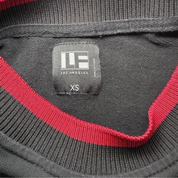 LF Los Angeles Long Sleeve Cotton Fitted Cropped Top Black and Red Size XS - Picture 3 of 8